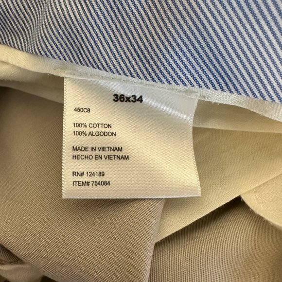 Kirkland Signature Men’s Cream Cotton Dress Pant Size 36/34 - Picture 6 of 8